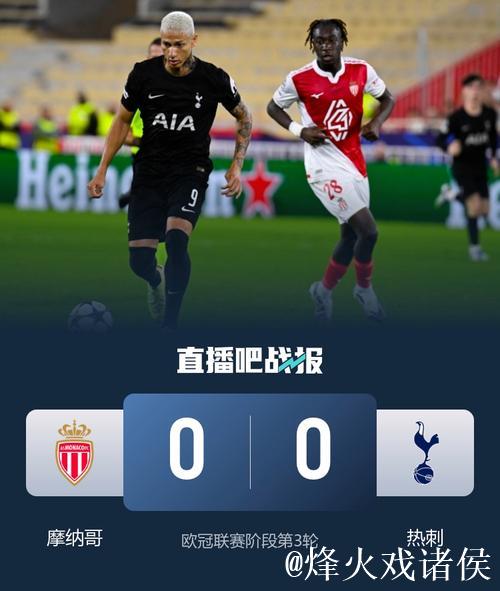 欧冠-巴洛贡失单刀维卡里奥献神扑 热刺0-0摩纳哥